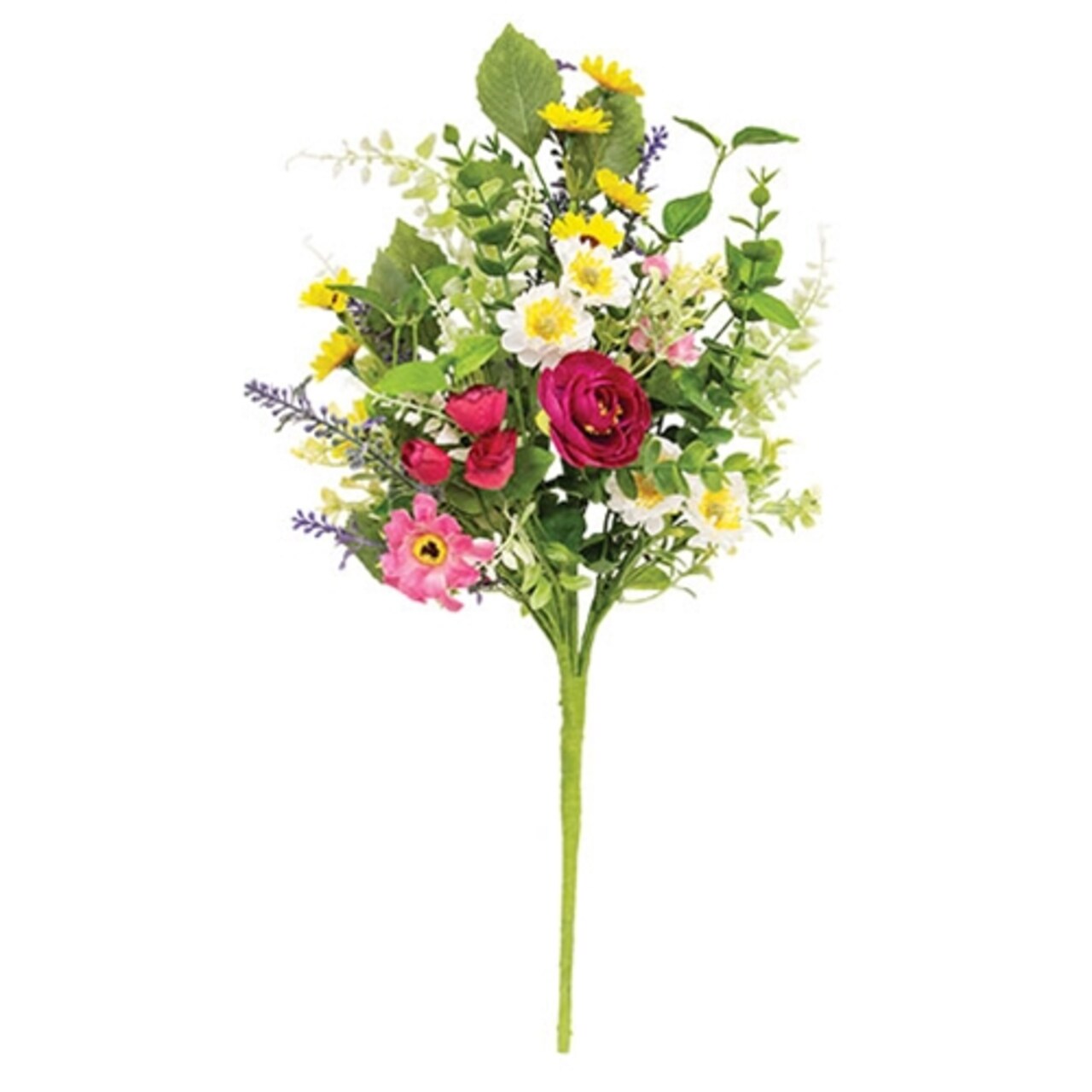 Artificial Flower Bush Peony Mix 21 Inch Green Stem Vase Filler Colorful Decor - Set of 2